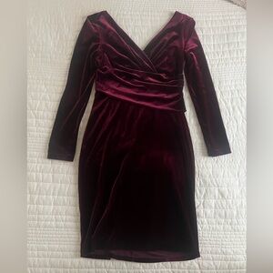 Eliza J Ruched Long Sleeve Velvet Body-Con Dress